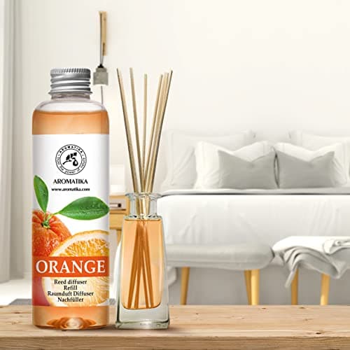 Recharge Diffuseur de Parfum 200ml - Arôme Orange - À L'Huile D'Orange Essentielle Naturelle - Fragrance Fraîche et Durable