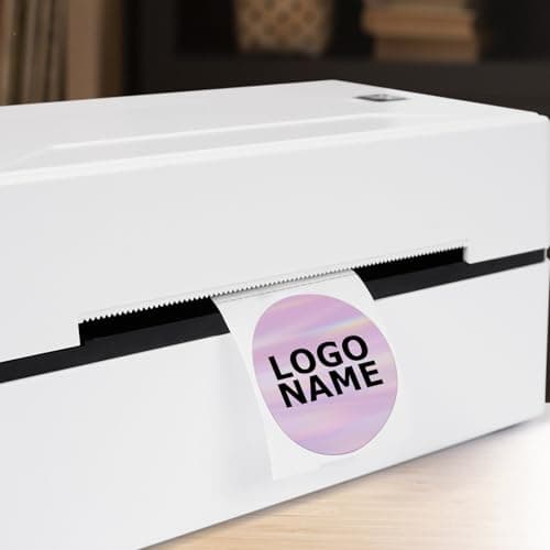 YIKIADA Holographiques Étiquettes Thermiques Rondes Adhésives 38 mm Violet Laser Autocollantes Imperméable Imprimable pour Bureau École QR Inventaire 200 Pièces par Rouleau