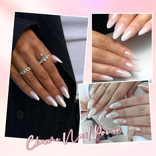 NO.1 Perle Effet Chrome Ongle BISHENGYF: Perle Blanche Poudre Chrome Ongle Chromée, Poudre de Paillettes Aurora Transparente, pour Glazed Donut Nails, Pearl Shimmer Nails