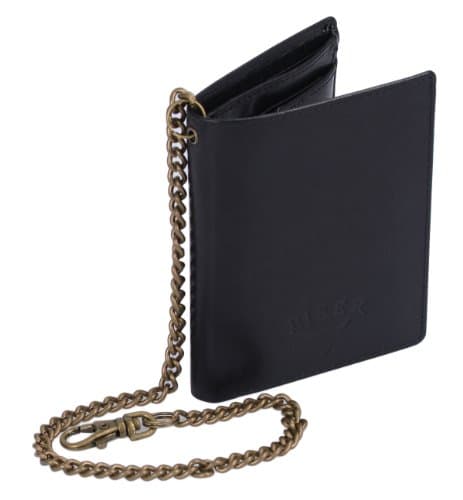 LEAS Biker portefeuille pour homme avec la chaîne BIKER, cuir véritable, noir