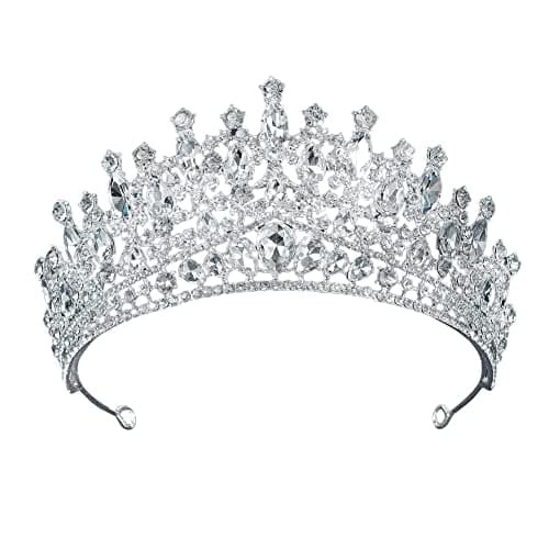URFEDA Tiara Cristal Couronne, Couronne De Mariée Strass, Couronne De Princesse Femme, Adult Cheveux Accessoires Vintage Cadeau pour Mariage, Dîters, FêTes, Cérémonies, Cadeau d'anniversaire, Argent