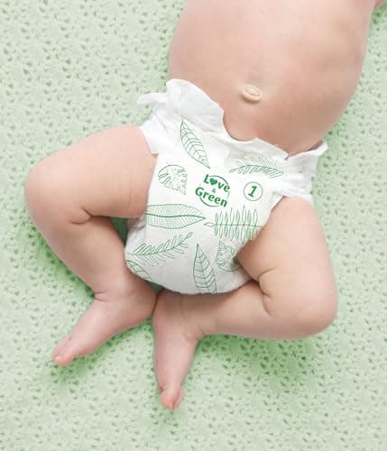 Love & Green - Couches Bébé Saines et Ecologiques - Taille 1 (2-5 Kg) - Pack 1 Mois (138 Couches) - Absorbante, anti-fuites et sans ingrédients indésirables