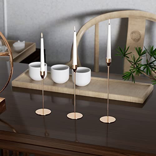 Relota 3 Pièces Coniques Bougeoir Doré 33/28/22cm, Rétro Métal Hauts Bougie Chandelier Decoratif, Porte Bougies pour Mariage, Dîner Aux Chandelles, Saint Valentin, Décoration d'Intérieur