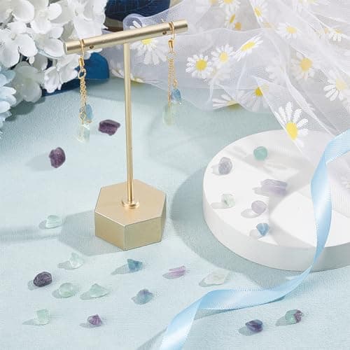 OLYCRAFT Environ 63~66pcs Perles en Fluorite naturelle brute Perles de pierre irrégulière Perles en vrac percées Perles de cristal de Fluorite pour collier bracelet et boucle d'oreille