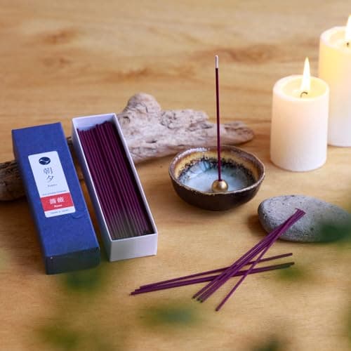 Asayu Japan Baton Encens Japonais Parfum Rose, Boite 20 g, Fabriqué au Japon pour Relaxation et Détente