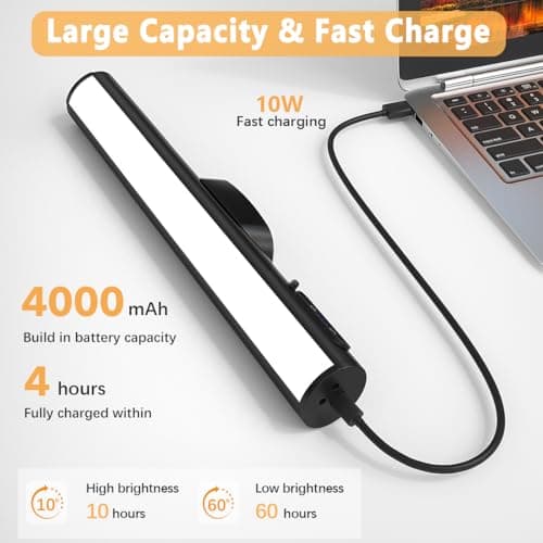 Hapfish Reglette LED Cuisine Rechargeable USB, 4000mAh Lampe Murale Sans Fil, Lumiere Magnetique avec Télécommande, Barre Eclairage Tableau a Pile pour Placard, Interieur, Vitrine, Armoire, Meuble