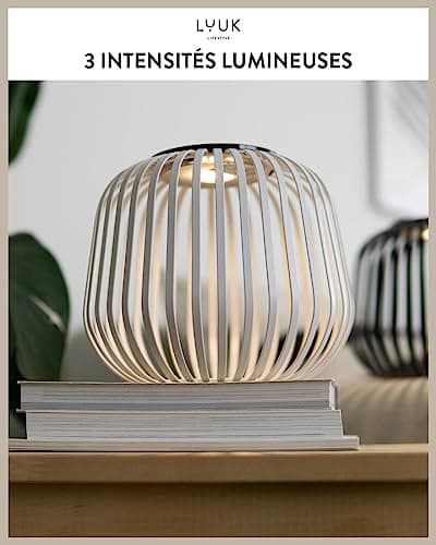 LUUK LIFESTYLE Luminaire LED d'extérieur design à énergie solaire, lampe d'ambiance, luminosité progressive, recharge rapide, 72h, Blanc