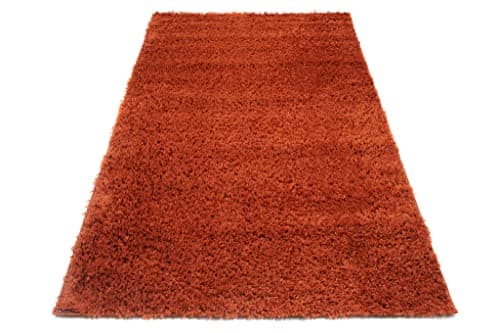 TAPISO Essence Tapis Shaggy Poils Longs Moderne Rouge Brique Uni Salon Chambre Adulte Enfant Descente de Lit Moelleux Super Soft Epais Oeko-TEX 240 x 330 cm