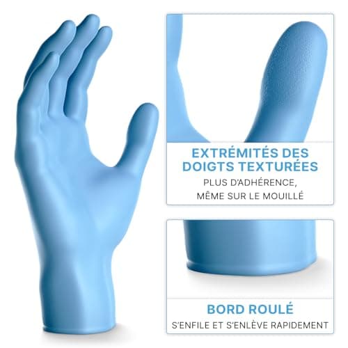 ARNOMED Gants nitrile jetables taille L, 2000 pièces (10 boîtes), gants en nitrile bleu, gant jetable non poudrés & sans latex, gants jetables, gants cuisine jetable en tailles S, M, L & XL
