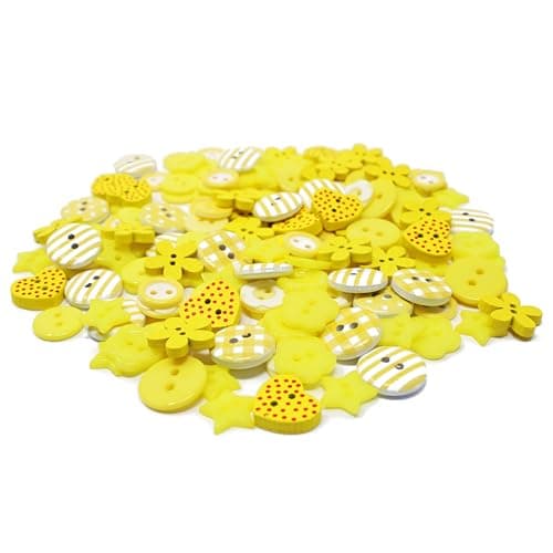 Lot de 150 boutons jaunes en bois, acrylique et résine pour confection de cartes
