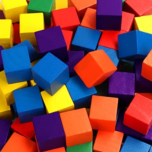 Belle Vous Cube Couleur en Bois (Lot de 100) - 1,5 x 1,5 x 1,5 cm - Bois Cube Carré de 6 Couleurs - Cube Bois Enfant, Travaux Manuels, Fabrication de Puzzle, Jouets Éducatifs