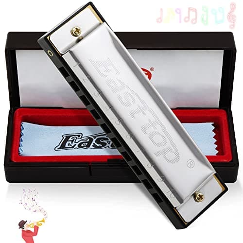 East Top - Harmonica diatonique de blues en clé de do à 10 trous pour adultes, enfants, débutants, professionnels et étudiants - 20 tons