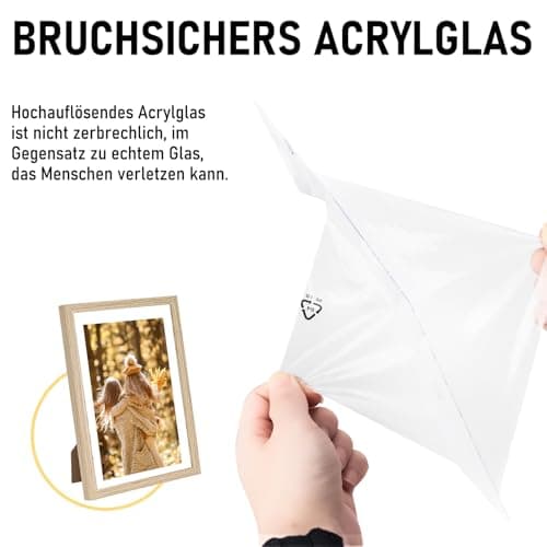 kollyseek Din A4 cadre photo (21 x 29,7 cm) en MDF et bois de verre acrylique cadre photo bois pour accrocher et mettre en place salon pour placer et accrocher bois cadre décoratif bois
