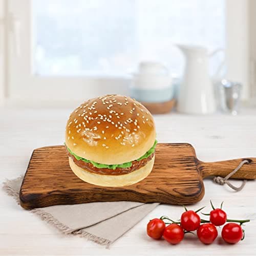 Amosfun Burger en Simulation Réaliste pour Photographie de Nourriture - Accessoire de Cuisine pour Enfants, Jouet Éducatif en Bois pour Dinette, Idéal à Partir de 2 Ans