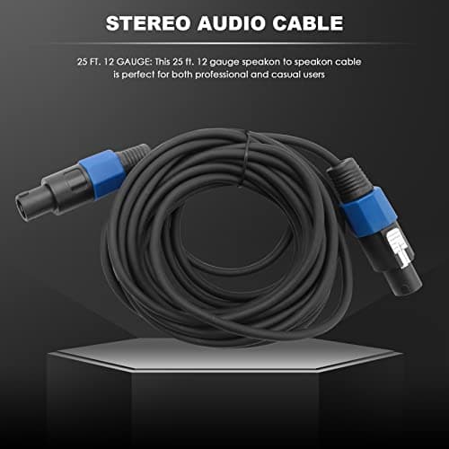 Giyofom Paquet de 2 Câbles Mâles Speakon de 25 Pieds Vers Speakon, de Câble de Haut-Parleur DJ de Calibre 12 AWG Professionnel avec de Verrouillage