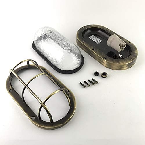 Applique Aphrodite IP64 KsH and Co Oval en laiton naturel avec grille