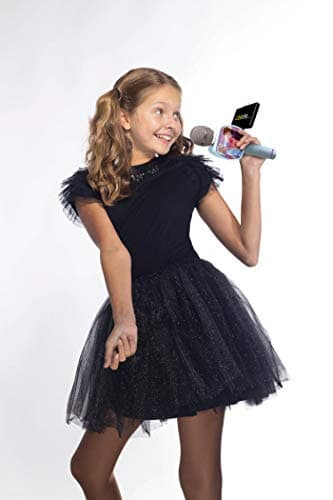 Lexibook- Microphone Bluetooth La Reine des Neiges 2 Elsa Anna Olaf avec Fonction Changement de Voix, Porte-téléphone Inclus, Enceinte intégrée, Bleu, MIC240FZ
