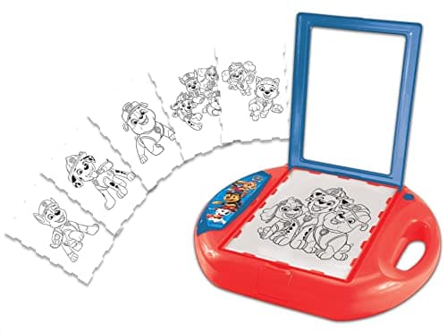 Lexibook Paw Patrol La Pat'Patrouille Projecteur à dessins, 4 tampons, 10 modèles, écran lumineux, 1 stylo inclus, jouet artistique et créatif pour filles et garçons, Rouge/Bleu, CR310PA