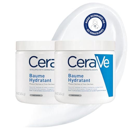 CeraVe - Baume Hydratant - Nourrit, Hydrate et Aide à Restaurer la Barrière Cutanée - Visage & Corps - Acide Hyaluronique + 3 Céramides Essentiels - Sans Parfum - Peau Sèche à Très Sèche - 2 x 454 ml