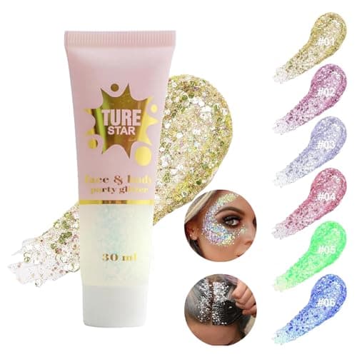 AONAT Gel Paillettes Visage,Paillettes Corps,Bombe Paillette Cheveux Et Corps,Paillettes Maquillage,Maquillage Paillettes Femme Visage,Pour Cosmétique Lèvres Ongles Festival Fête Décoration