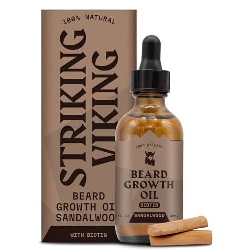Striking Viking Huile de croissance de barbe avec biotine, 2 Fl Oz (1 pièce) (Santal)