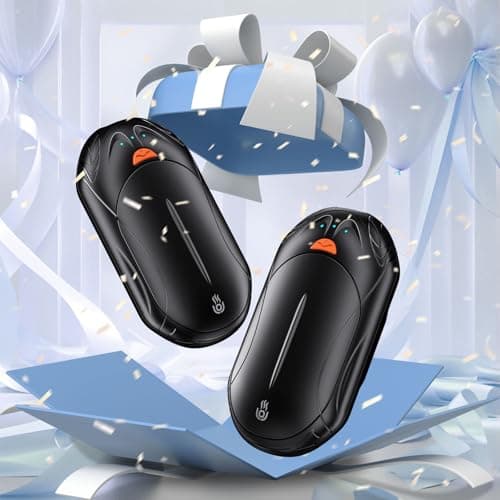 OUTJUT Chauffe Main 2 Packs 6000mAh Chaufferette Main Reutilisable, USB Chauffe-Mains 3 Modes de Chauffage 2S Rapide, pour Sports de Plein Air, Camping en Hiver Cadeau de Noël (Noir)