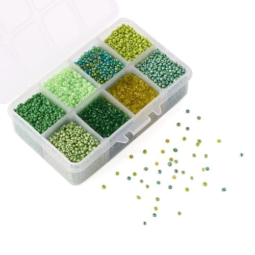Craftdady Lot de 12 500 perles de rocaille en verre 12/0 de 2 mm - Petites perles poney de couleurs mélangées pour la fabrication de bijoux - Vert