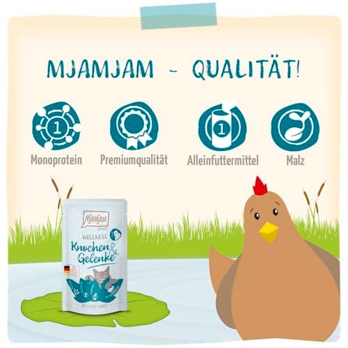 MjAMjAM - Premium Nourriture humide pour chats - Bien-être - Os & Articulations - Poulet, paquet de 12 (12 x 125g), sans céréales