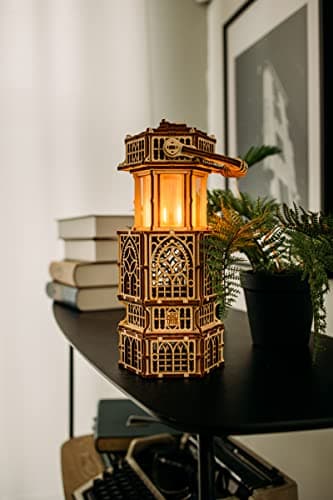 Wood Trick Lanterne Antique éclairée par LED Puzzle 3D en Bois pour Adultes et Enfants - 2 Modes d'éclairage - Bricolage Projet d'ingénierie Modèle 3D mécanique Puzzle pour Adultes