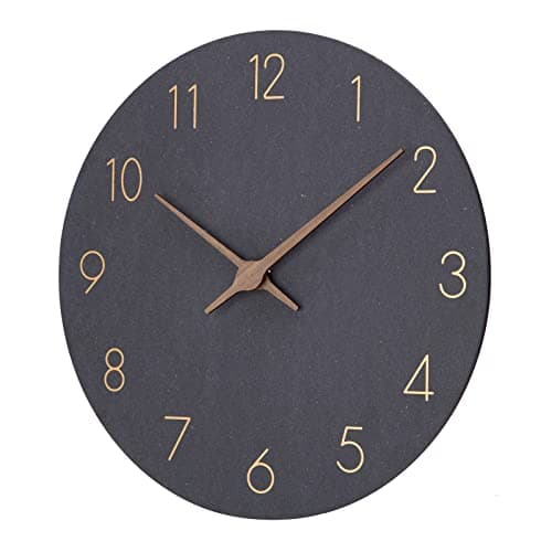 ACCSHINE Horloge Murale en Bois MDF sans tic-tac Silencieux Moderne 30 cm à Quartz Grande Horloge Murale à Piles Facile à Lire pour Chambre Maison Cuisine Chambre Bureau école (Noir)