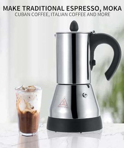 Cafetière Italienne, Machine à expresso sur la cuisinière, cafetière électrique à café expresso en acier inoxydable de 300 ml, cafetière électrique, machine à expresso pour cappuccino expresso