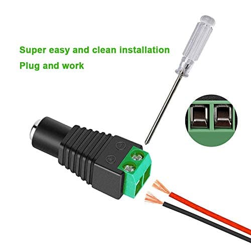Aiqeer 25 Paires 12V / 24V DC Mâle Femelle Connecteurs Set, 5.5 X 2.1 mm DC Alimentation Fiche Prise Adaptateur Vis Borne Connecteur, pour CCTV Caméra LED Bande (Vert)