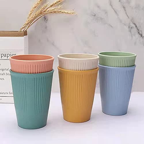 Ninevi Lot de 6 Tverre plastique reutilisable,pour adultes et enfants,Café, lait à thé, barbecues, pique-niques et plage, passe au micro-ondes et au lave-vaisselle (6 couleurs)