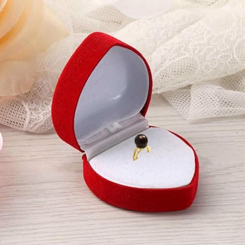 SURALIN 1 Pièce Boite Bague en Forme de Cœur, Boite a Bague en Velours Rouge, Emballage Cadeau Ecrin Bijoux Ecrin Bague Boite Coeur Proposition d'anniversaire et de Noël