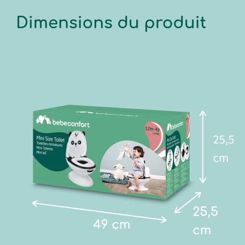 Bebeconfort Pot Bébé Toilette, Siège d'Apprentissage de la Propreté, 1-4 ans, 0-20 kg, Pare-Éclaboussures, Vrai son de Chasse, Cuvette Amovible, Facile à Nettoyer, Pied en Caoutchouc, Ours Pande