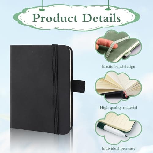 Carnet de Notes de Poche A7 Mini Bloc Notes de Poche Petit Carnet de Notes de Poche 7,5 x 11 cm Cuir PU Carnet de Poche avec Marque-Page et Bande de Fermeture Élastique pour École Bureau Restaurant