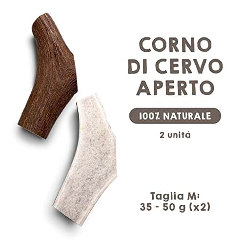 MAIKAI Lot de 2 Bois de Cerf Tranché pour Chien Taille M - Os à Mâcher pour Chien jusqu'à 20 kg - Corne de Cerf Résistant - Favorise l'Higiéne Dentaire et l'Haleine - Jouet Naturel pour Chien