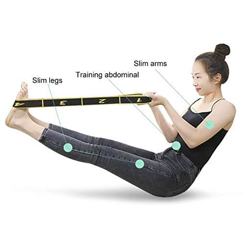 Yoga Stretch Strap, 34.6in Sport Fitness Indoor Yoga Force Training Resistance Belt Stretch Band Flexibility Trainer Stretching Strap for Physical Therapy, Pilates, Dance & Gymnastics(Jaune)