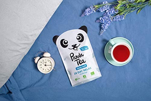 Panda Tea Infusion Sleep Well | Infusion Zen Tisane Sommeil Rooibos | | Parfait pour la détox estivale et rester hydraté | Ingrédients biologique | 28 Sachets Coton Mousseline Bio | Nuit tranquille