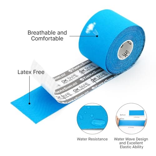 OK TAPE Bande Kinésiologie Tape, ruban athlétique élastique en coton original de base pour le soutien et la récupération, sportif thérapeutique pour soulager la douleur, 5cm x 5m,4 Rouleaux,Beige
