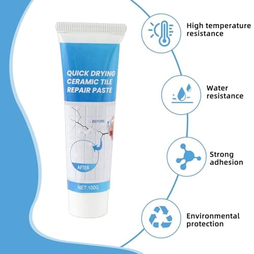 Kit de RéParation Carrelage Blanc, Kit de Réparation D'émail 100g, Kit de Réparation D'Évier en Céramique pour Les Rayures Trous Fissures, Kit de Réparation de Receveur de Douche