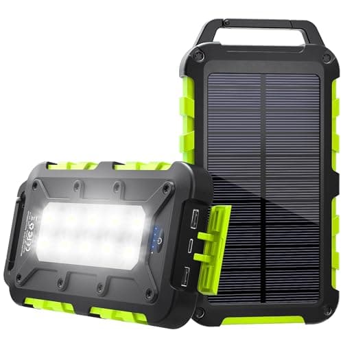 Chargeur Solaire 26800mAh Batterie Externe Solaire Portable Batterie avec 2 Ports USB et Une Entrée USB-C Charge Rapide Batterie Externe Imperméable pour Téléphone Ordinateur Camping Power Bank