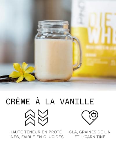 PhD Nutrition Diet Whey Poudre de protéines 1kg Crème vanille, Poudre de protéines High Protein pauvre en calories pour compléter le régime avec 16g de protéines par portion