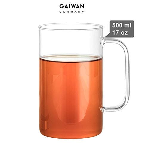 GAIWAN Verre à thé avec anse PURE550 en verre de borosilicate résistant à la chaleur, 500ml