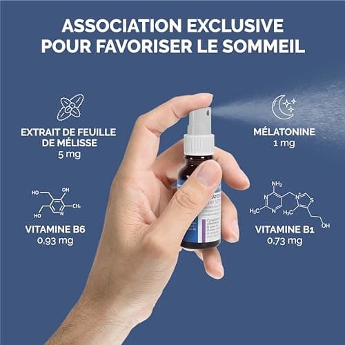 Laboratoire NaturAvignon | Mélatonine 1mg | Sommeil Rapide & Réparateur | Plantes & Vitamines B | Parfum Fleur d'Oranger | Fabriqué en France | Spray buccal 20ml