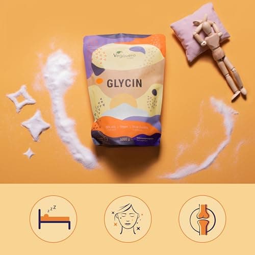 Glycine Poudre Vegavero® | 1000g (1kg) | 100% Pure, Sans Additifs et Vegan | Analysé en Laboratoire | Synthèse du Collagène & Aide au Sommeil | Avec Cuillère à Mesurer