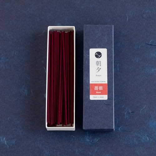 Asayu Japan Baton Encens Japonais Parfum Rose, Boite 20 g, Fabriqué au Japon pour Relaxation et Détente