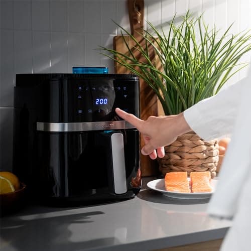 Cecotec Friteuse Sans Huile de 5 L Cecofry Drip 5000 Air Fryer. 1500 W, Spray d'Eau, 8 Menus, Technologie PerfectCook, 80-200oC, Fenêtre, Lumière Intérieure et Panneau Tactile