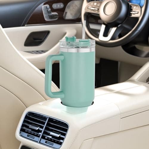 FECBK Mug Isotherme avec Paille et Poignée 1.2L, Tasse Isotherme 100% Anti-fuite, 34 Heures Froid, 12 Heures Chaud, Gobelet en Acier Inoxydable, Lavable au Lave-Vaisselle, Teal