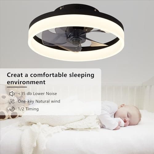 MOSSCO Petit Ventilateur de Plafond Silencieux avec Télécommande Pour Toutes les Saisons, 6 Vitesses et vent Réversible, LED Dimmable, 3000K- 6000K, et Moteur à courant Continu 40 cm